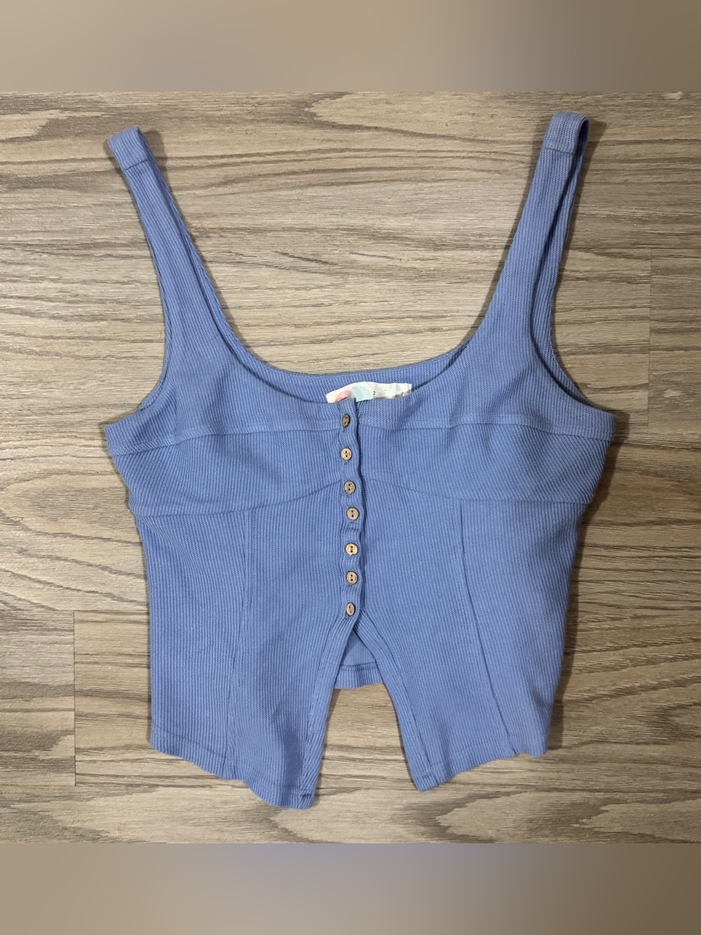 Free People Lavender Ribbed Button Front Tank